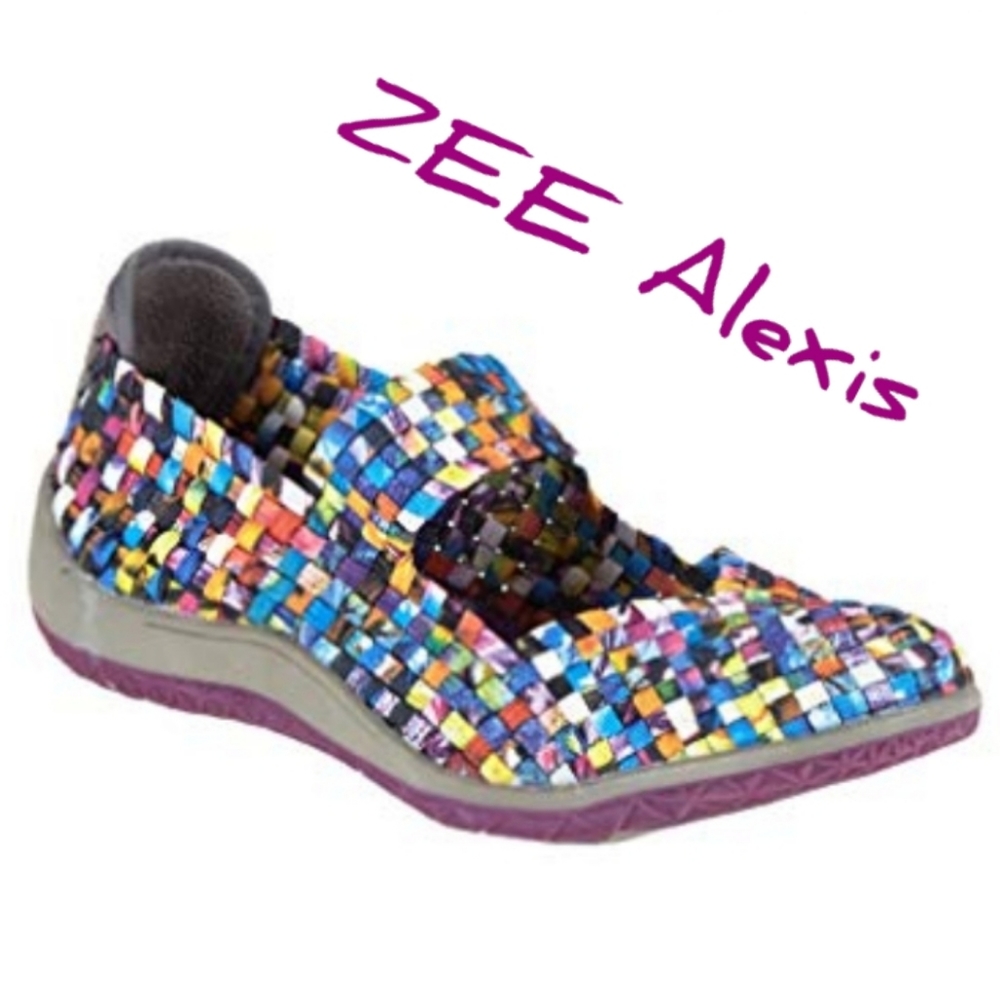 [ZEE Alexis] Multi-colored Mosaic Woven Mary Janes
